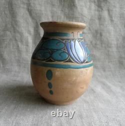 Art Deco Era Vase Signed by Jean Leclerc Vallauris Glazed Earthenware Decoration