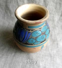 Art Deco Era Vase Signed by Jean Leclerc Vallauris Glazed Earthenware Decoration