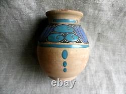 Art Deco Era Vase Signed by Jean Leclerc Vallauris Glazed Earthenware Decoration