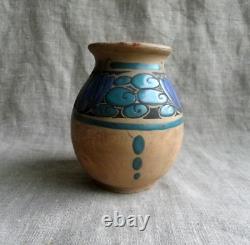 Art Deco Era Vase Signed by Jean Leclerc Vallauris Glazed Earthenware Decoration