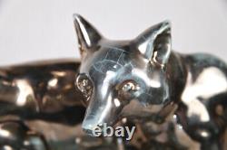 Art Deco Fox Couple Ceramic Group ODYV Vierzon Signed by Charles LEMANCEAU