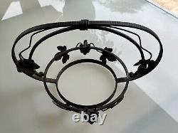 Art Deco Fruit Bowl Forged Iron Frame Signed Muller Brothers Glass