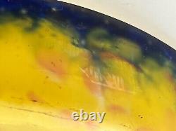 Art Deco Fruit Bowl Forged Iron Frame Signed Muller Brothers Glass