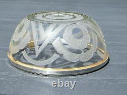 Art Deco Glass Cut, Silver Metal Ring, Signed Ramus