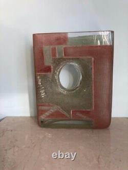 Art Deco Glass Vase Transparent Glass Decor Acid And Sign A. Riecke Circa 1930