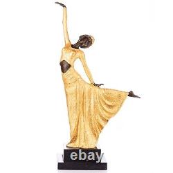 Art Deco Golden Bronze Dancer Sculpture After Demetre Chiparus