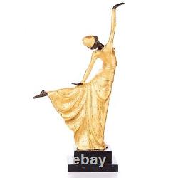 Art Deco Golden Bronze Dancer Sculpture After Demetre Chiparus