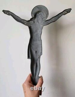 Art Deco Grand Christ Signed Numbered MARMORA Bronze Aluminum Jesus Cross