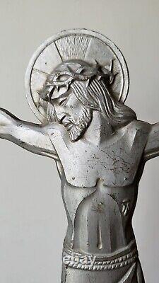 Art Deco Grand Christ Signed Numbered MARMORA Bronze Aluminum Jesus Cross