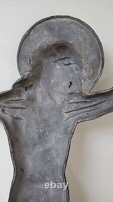 Art Deco Grand Christ Signed Numbered MARMORA Bronze Aluminum Jesus Cross