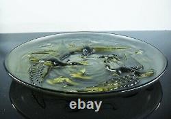 Art Deco Grand Plat Glass Mold Japanese Fish Birds Sabino Verlys Sign