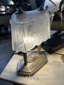 Art Deco Lamp Signed Richard Paris Glass Chandelier Sconce