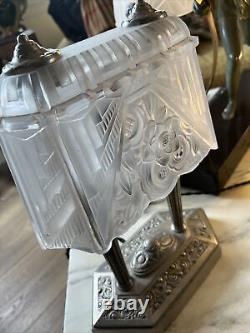 Art Deco Lamp Signed Richard Paris Glass Chandelier Sconce