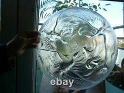 Art Deco Large Cup Glass Albatross Mould And Fish Era Sabino Verlys Sign