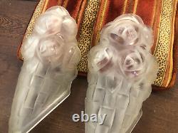 Art Deco Pair of Glasses Signed Degué for Wall Sconces or Chandelier