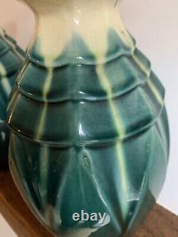 Art Deco Pairs of Glazed Ceramic Vases Signed Five Lille