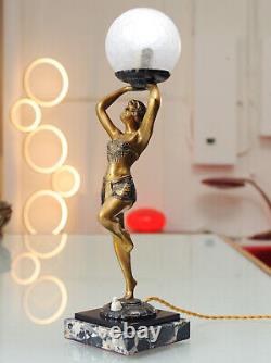 Art Deco Sculpture Lamp CIRCA 1920 Signed Bruns