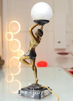 Art Deco Sculpture Lamp CIRCA 1920 Signed Bruns