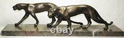 Art Deco Sculpture of a Panther Couple by M. FONT