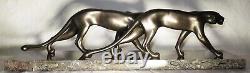 Art Deco Sculpture of a Panther Couple by M. FONT