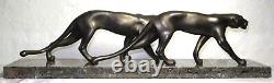 Art Deco Sculpture of a Panther Couple by M. FONT