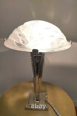 Art Deco Silver Bronze Glass Lamp Signed Signed And Numbered 1930