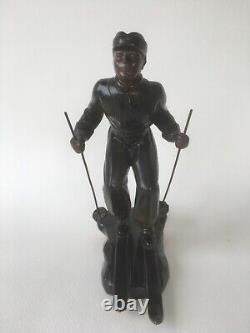 Art Deco Skiing Statue Mountain Signed L. Brunswick