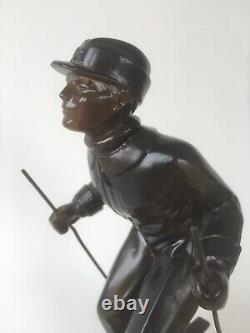 Art Deco Skiing Statue Mountain Signed L. Brunswick