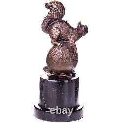 Art Deco Squirrel Sculpture in Bronze on Black Marble after F. Paurtrot