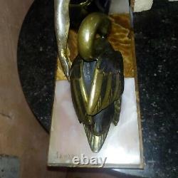 Art Deco Statue In Regular Signed Janle To Restore Woman And Swan