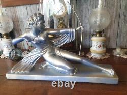 Art Deco Statue of Diana the Huntress, stamped and signed, 50 cm and over 5 kg