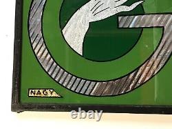 Art Deco Store Sign, Gilded Glass, Signed NAGY, 1937, Loft Decoration