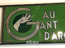 Art Deco Store Sign, Gilded Glass, Signed NAGY, 1937, Loft Decoration