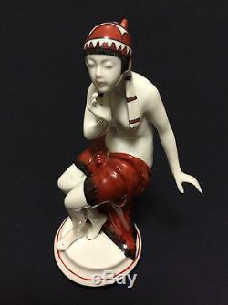 Art Deco Stunning Female Figurine Porcelain Circa 1920 Signed