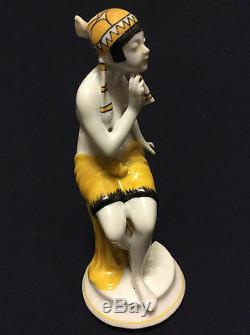 Art Deco Stunning Female Figurine Porcelain Circa 1920 Signed