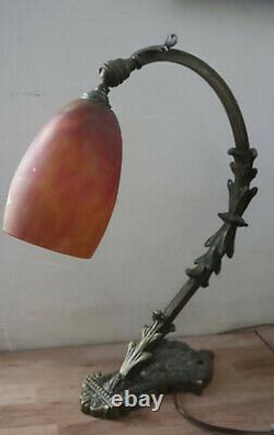 Art Deco Table Lamp Signed Daum Glass Pasta