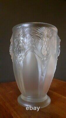 Art Deco Vase 1930 Decoration Of Chardons Moulded Glass By Verlys France
