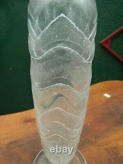 Art Deco Vase In Clear Acid Glass Signed Degué
