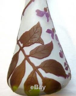 Art Deco Vase Signed Legras, Clear Glass Paste Decorated With Acid Glycine