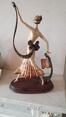 Art Deco Woman Statue by A. Santini Capodimonte, 49 cm in height