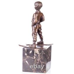 Art Deco bronze figure of a boy with skis: 'The Boy Skier' after F. Preiss Vintage