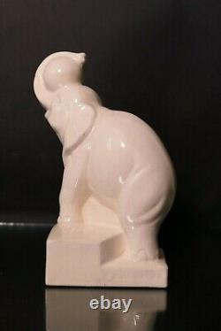 Art Deco ceramic sculpture of an elephant with a signed Duquenne balloon