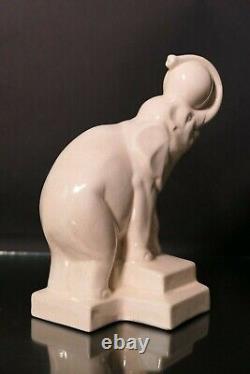Art Deco ceramic sculpture of an elephant with a signed Duquenne balloon