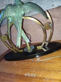 Art Deco lamp with a couple of loving birds, signed VRAMY