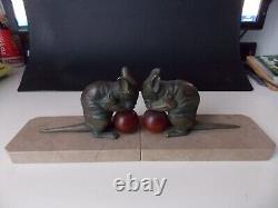Art Deco marble and spelter bookends signed by Hippolyte Moreau