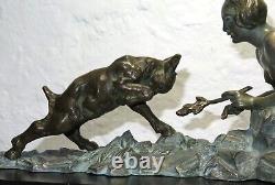 Art Deco sculpture signed LIMOUSIN nude woman goat statue