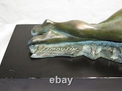 Art Deco sculpture signed LIMOUSIN nude woman goat statue