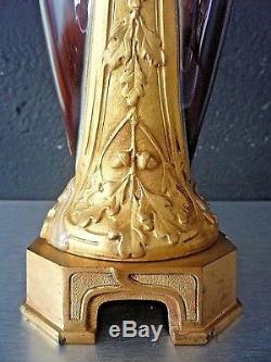 Art New Art Deco Vase-signed Louchet Ceramic And Bronze Gilt-top Quality