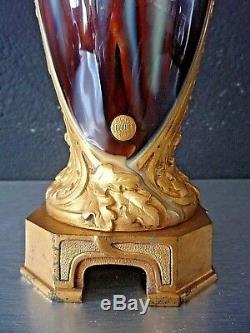 Art New Art Deco Vase-signed Louchet Ceramic And Bronze Gilt-top Quality