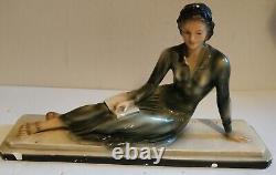 Art Nouveau and Art Deco Sculpture Signed by Cipriani Early 20th Century Women's Book